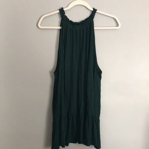 Loft halter ruffled green top